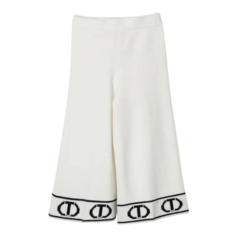 Twinset Pantalone tinta unita con Logo Bianco per Bambina