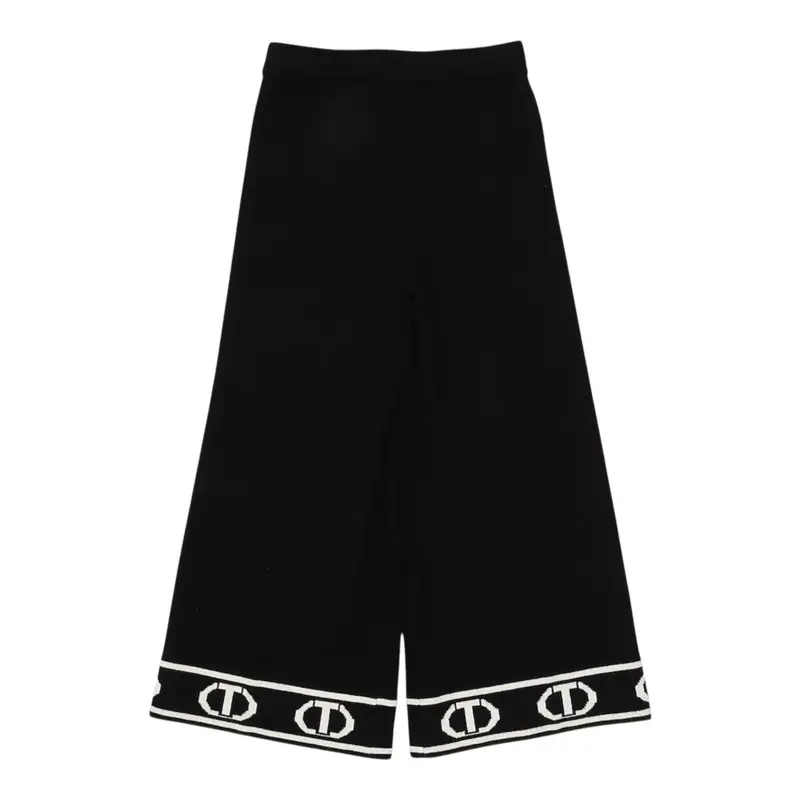 Twinset Pantalone tinta unita con Logo Nero per Bambina