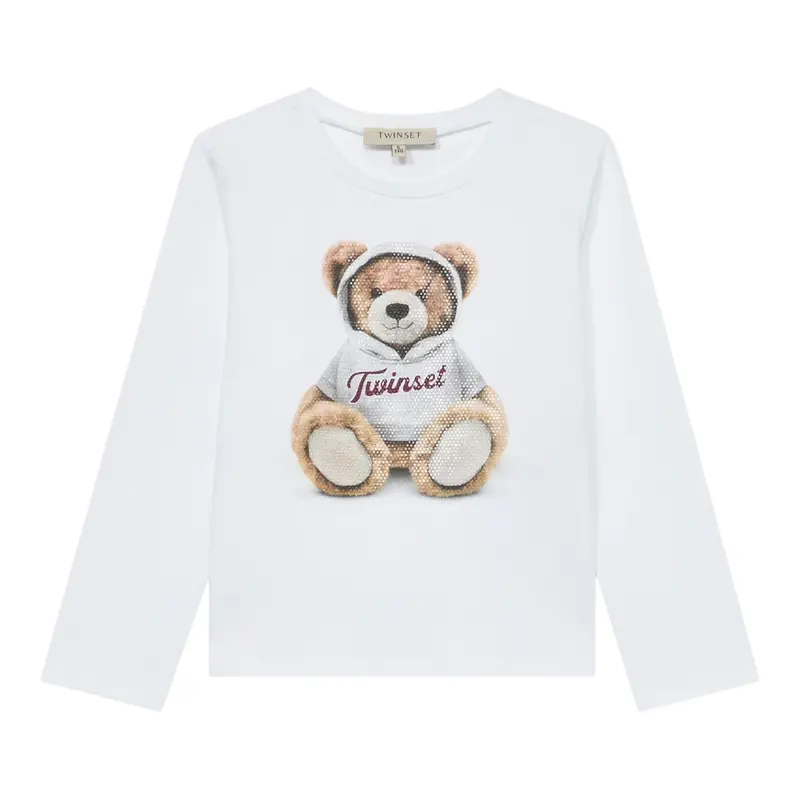 Twinset Shirt Girocollo tinta unita con Logo Bianco per Neonata