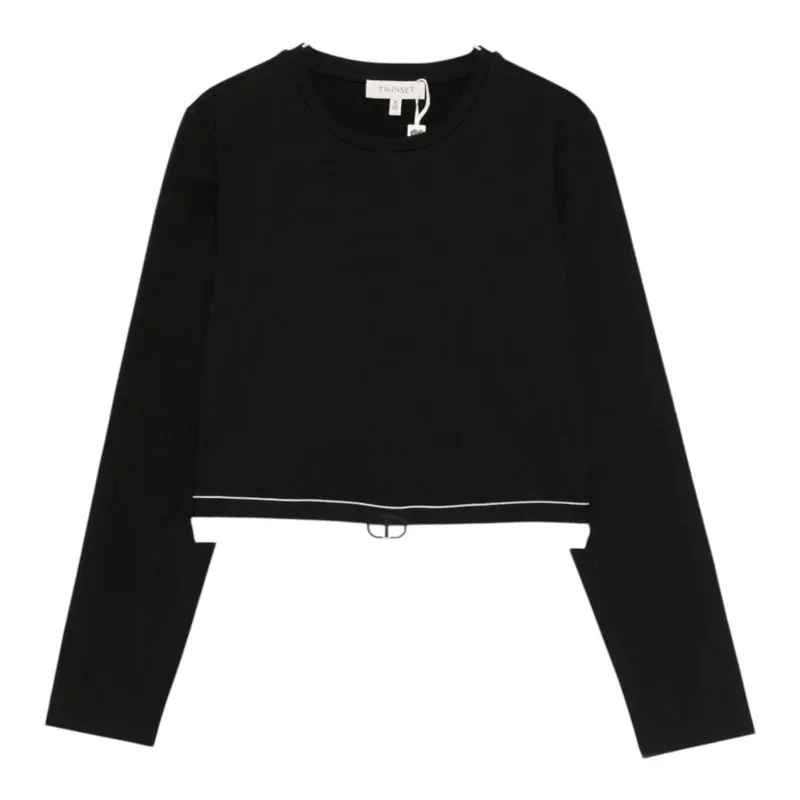 Twinset Shirt tinta unita con Logo Nero per Bambina
