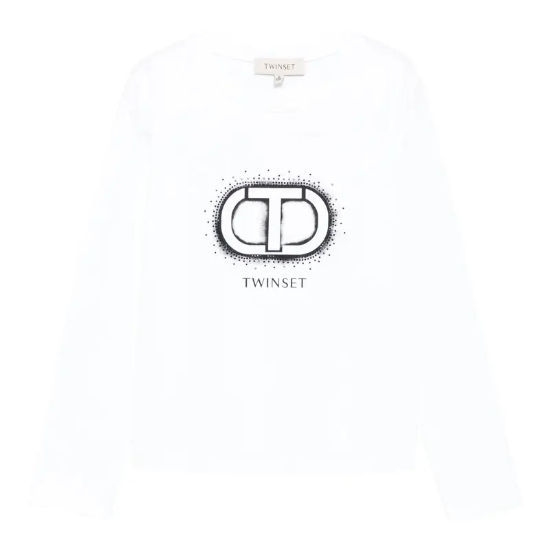Twinset Shirt tinta unita con Stampa Bianco per Bambina