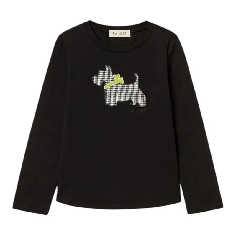 Twinset Shirt tinta unita con Stampa Nero per Bambina