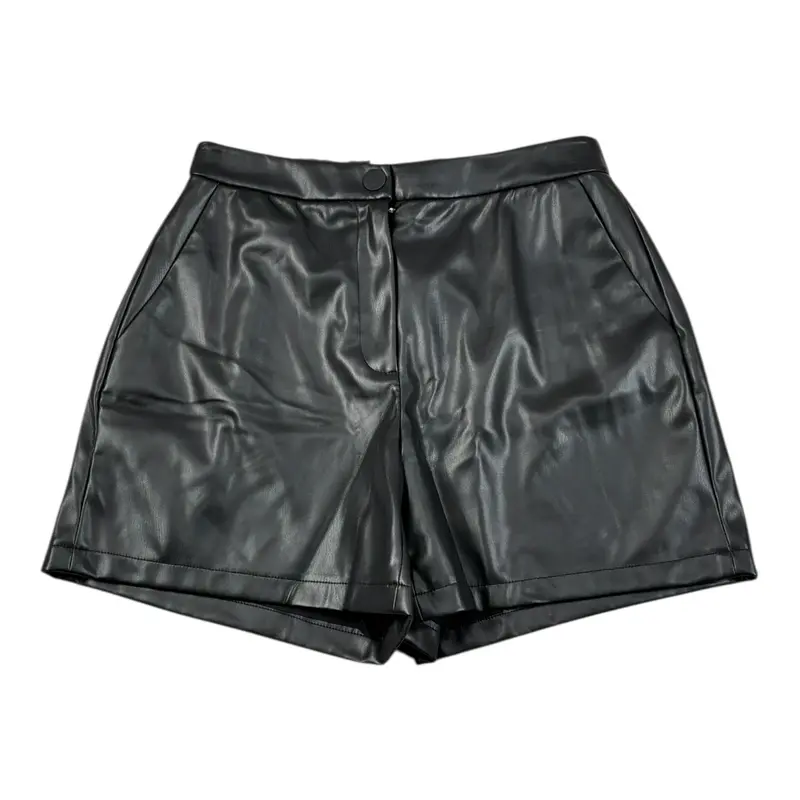 Twinset Short In Ecopelle tinta unita Nero per Bambina