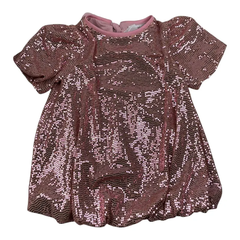 U+È Abito tinta unita Mezza Manica con Paillettes Rosa per Neonata
