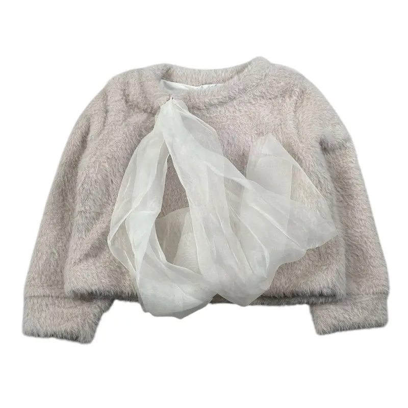 U+È Maglia tinta unita con Fiocco Rosa per Bambina