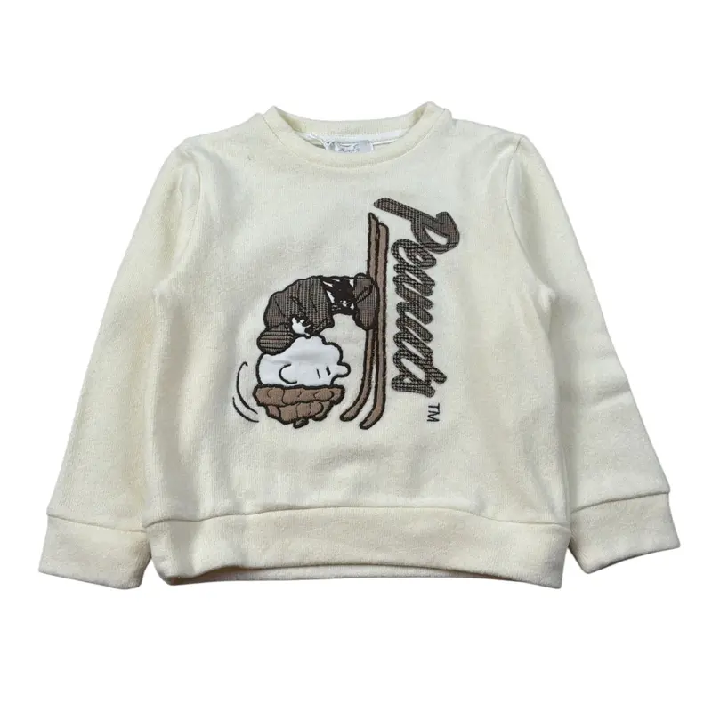 U+È Maglia tinta unita Girocollo con Stampe Panna per Bambino
