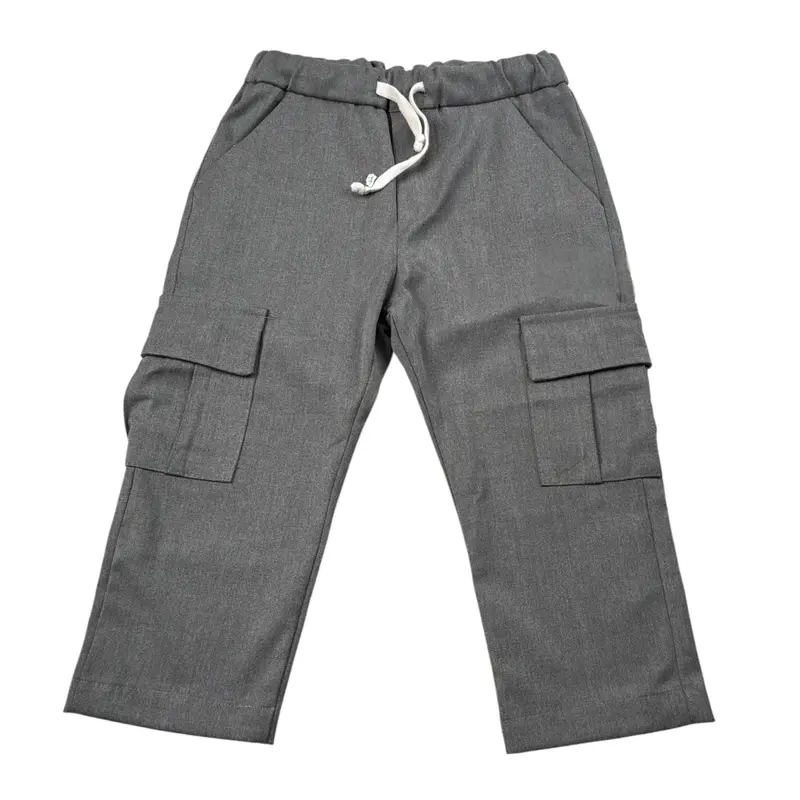 U+È Pantalone tinta unita con Elastico Grigio per Bambino