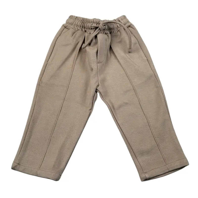 U+È Pantalone tinta unita con Elastico In Vita Beige per Neonato