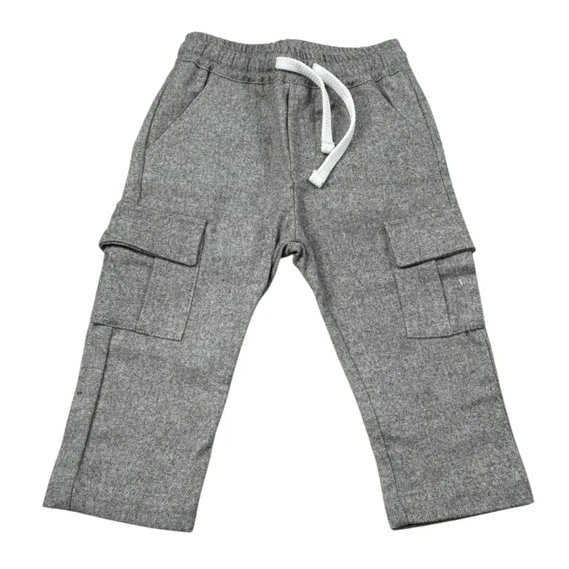 U+È Pantalone tinta unita con Elastico In Vita Grigio per Neonato