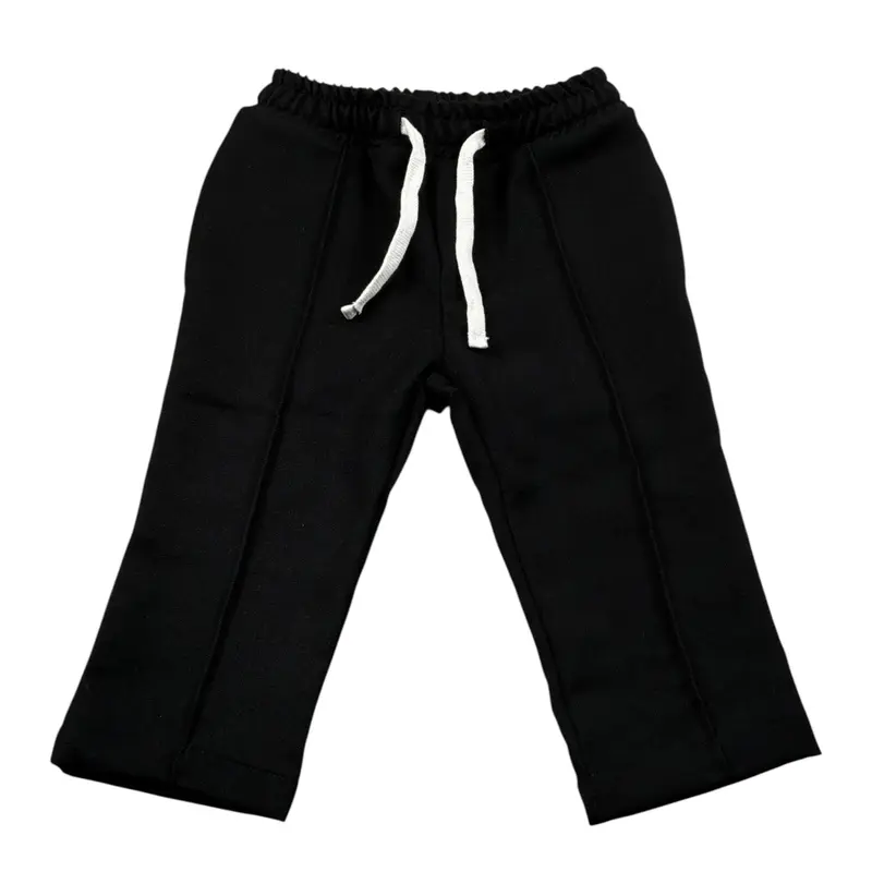 U+È Pantalone tinta unita con Elastico In Vita Nero per Neonato