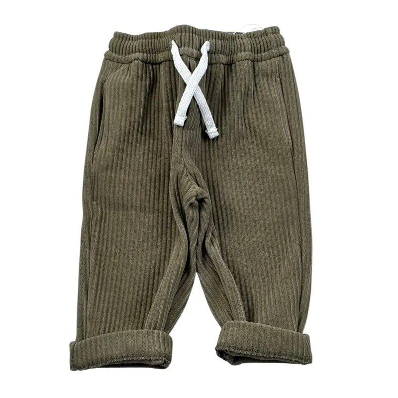 U+È Pantalone tinta unita con Elastico In Vita Verde per Bambino