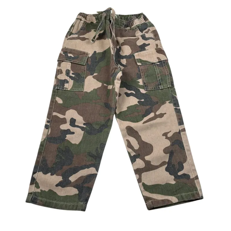 U+È Pantalone tinta unita con Fantasia Militare Verde per Bambino