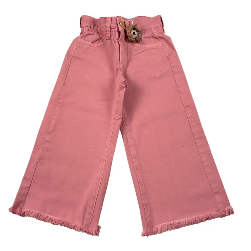 U+È Pantalone tinta unita Modello Palazzo Rosa per Bambina