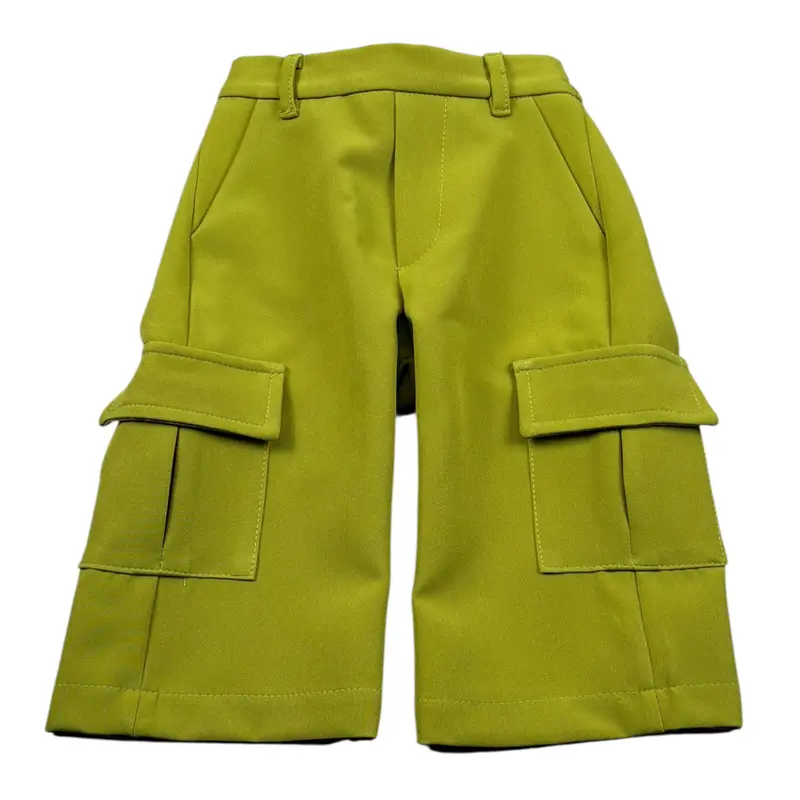 U+È Pantalone tinta unita Modello Palazzo Verde per Neonata