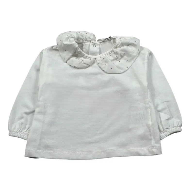 U+È Shirt Girocollo tinta unita con Colletto Bianco per Neonata