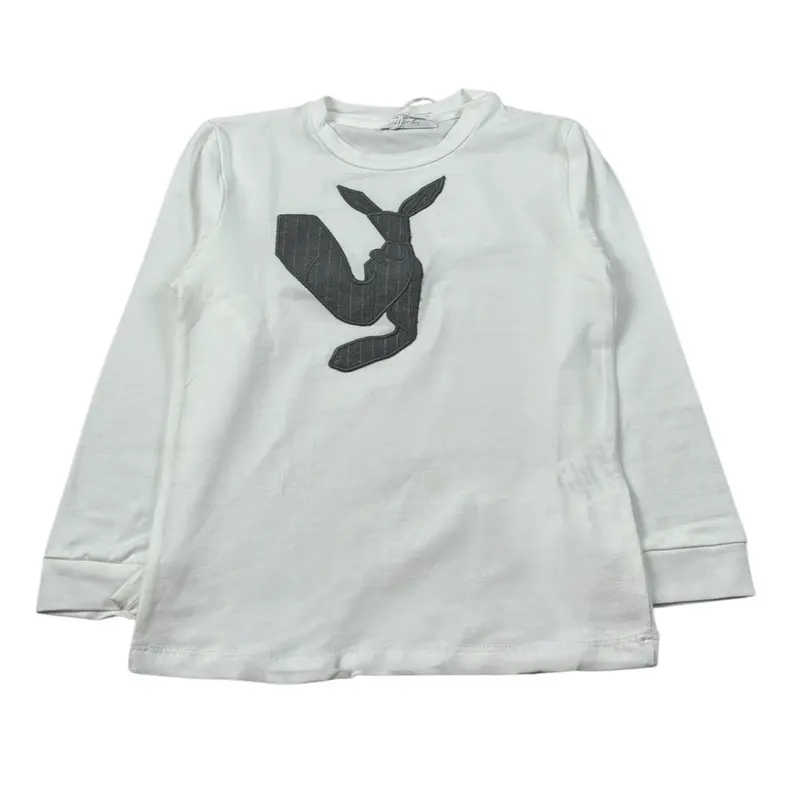 U+È Shirt Girocollo tinta unita con Stampa Bianco per Bambino