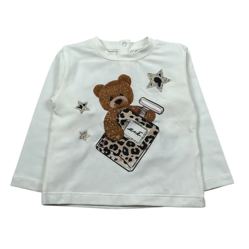 U+È Shirt Girocollo tinta unita con Stampa Panna per Neonata