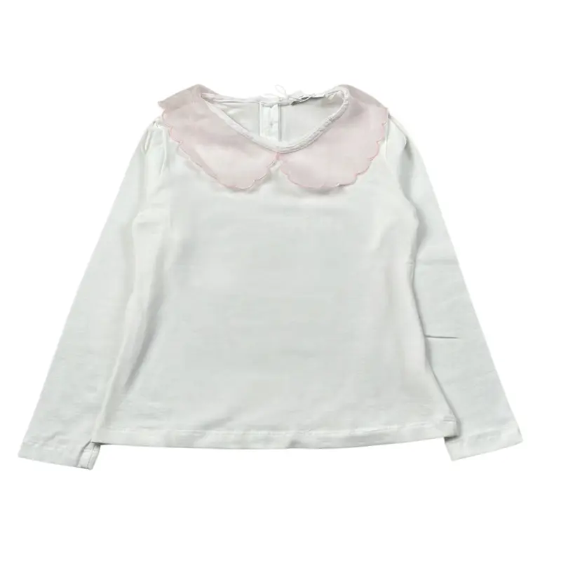 U+È Shirt tinta unita con Colletto In Contrasto Bianco per Neonata