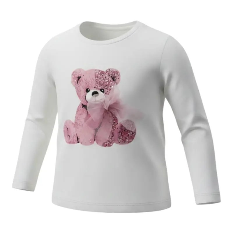 U+È Shirt tinta unita con Stampa Bianco per Bambina