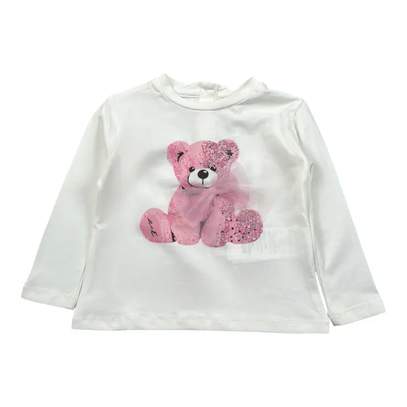 U+È Shirt tinta unita con Stampa Bianco per Neonata