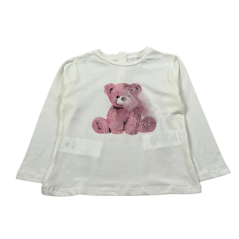 U+È Shirt tinta unita con Stampa Panna per Neonata