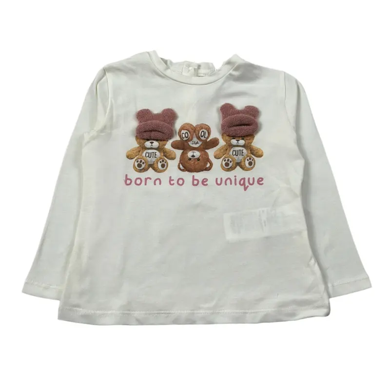 U+È Shirt tinta unita con Stampa Panna per Neonata