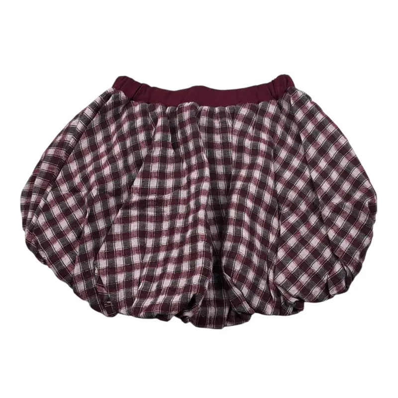U+È Short Modello Palloncino Fantasia Quadri Bordeaux per Bambina