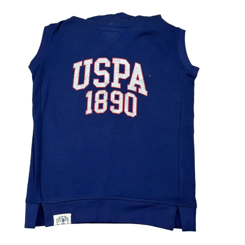 U.S. Pollo Assn Felpa tinta unita Smanicata con Cappuccio Blu per Bambino
