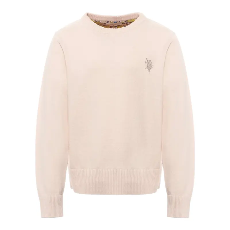 U.S. Pollo Assn Maglia tinta unita con Logo Rosa per Bambina