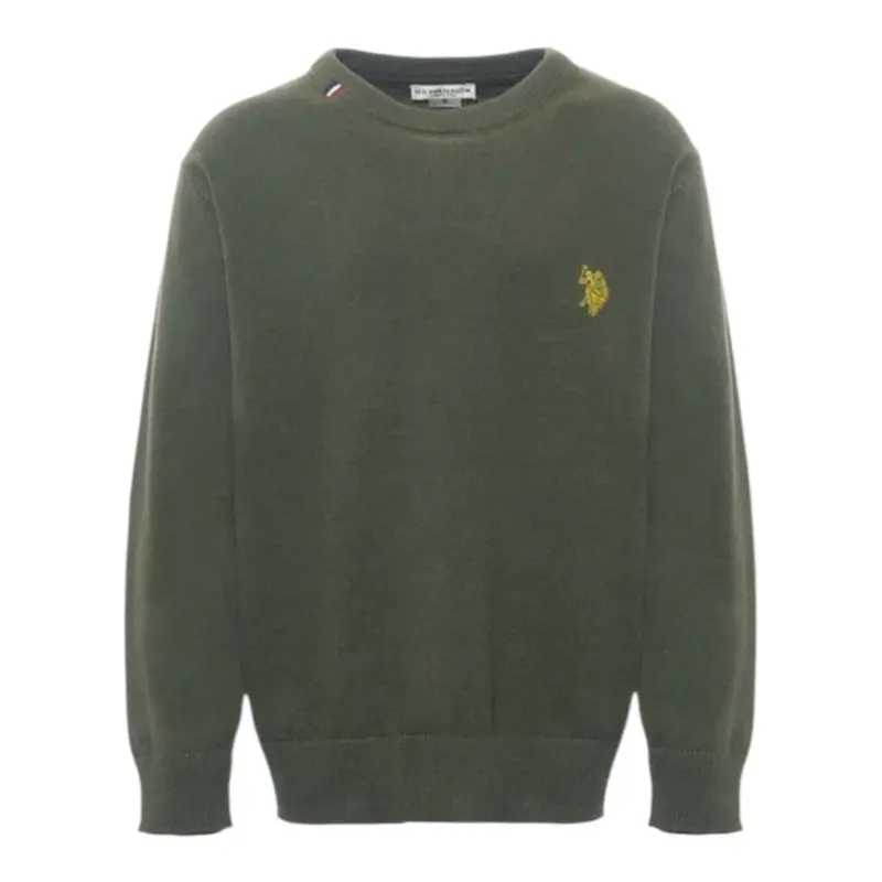 U.S. Pollo Assn Maglia tinta unita con Logo Verde per Bambino