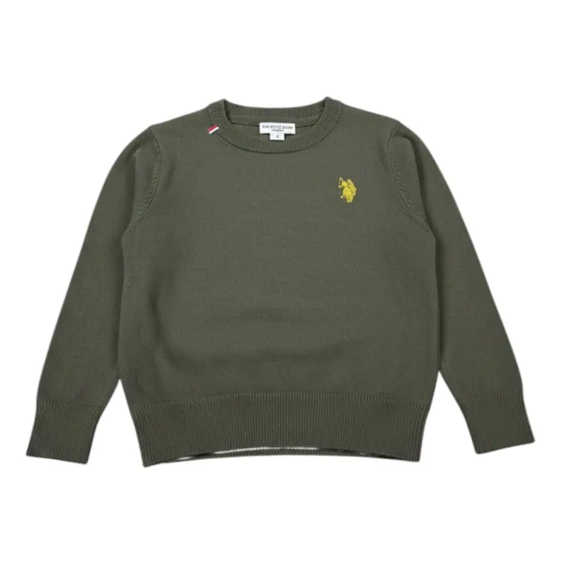 U.S. Polo Assn Maglia Girocollo tinta unita con Logo Verde per Neonato