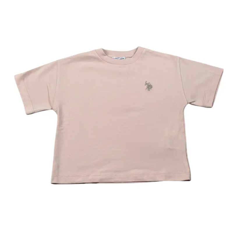 U.S. Polo Assn T-Shirt Girocollo tinta unita con Logo Rosa per Bambina