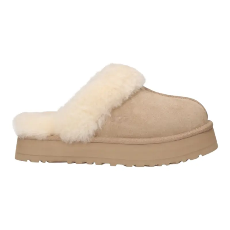 Ugg Ciabatte tinta unita con Pelliccia Beige per Bambina