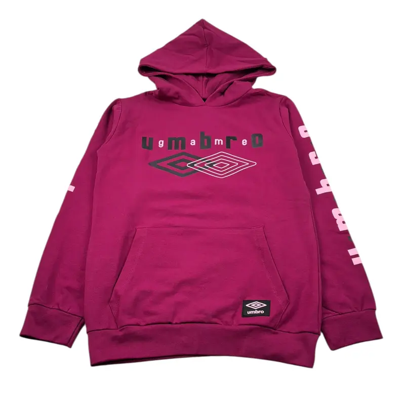 Umbro Felpa Chiusa con Cappuccio tinta unita Fuxia per Bambina