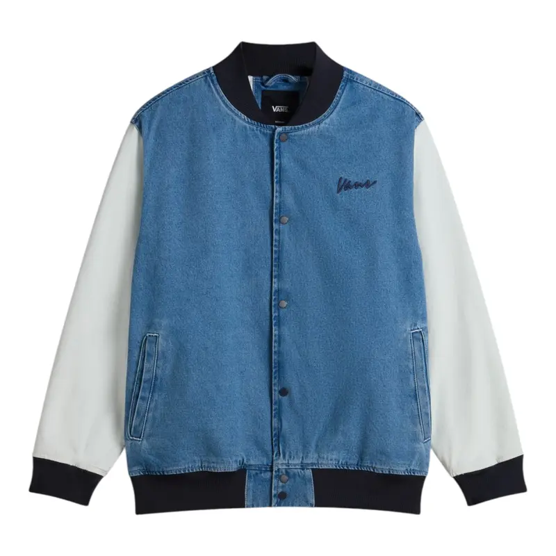Vans Giubbino tinta unita In Denim con Maniche In Contrasto Azzurro per Bambino