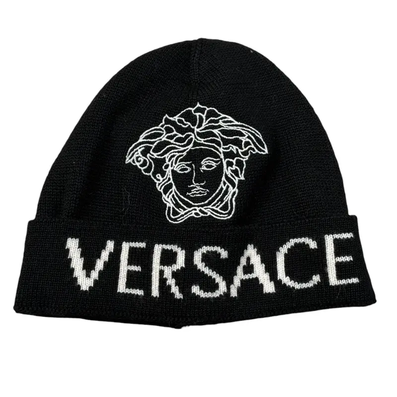 Versace Cappello tinta unita con Logo Nero per Bambina
