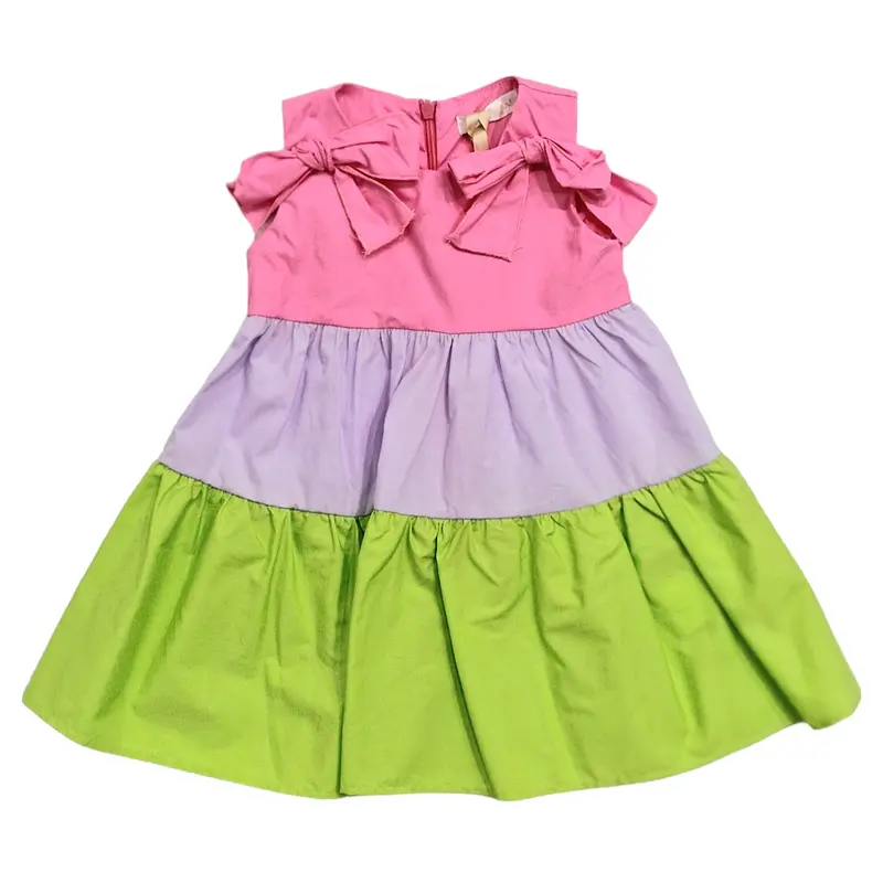 Vestito 3 colori bambina con fiocchi su spalla
