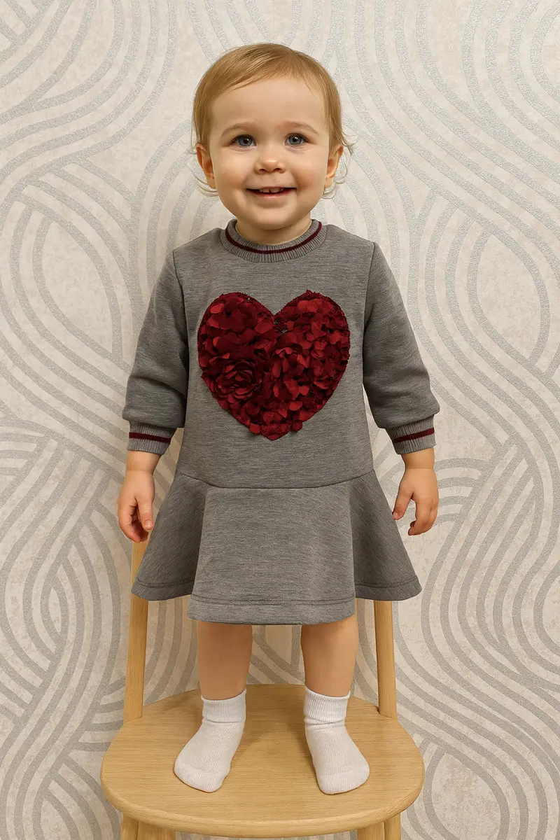 Vestito bambina con cuore di petali