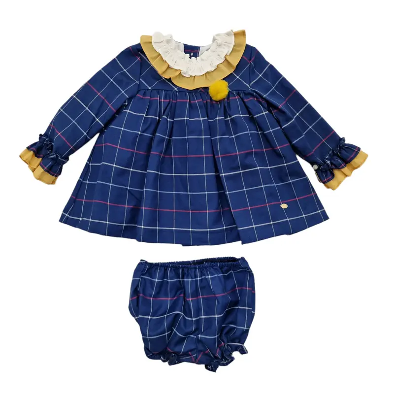 Vestito bambina con mutandina scozzese bluet