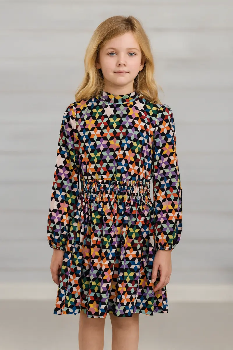 Vestito bambina fantasia arlecchino multi color
