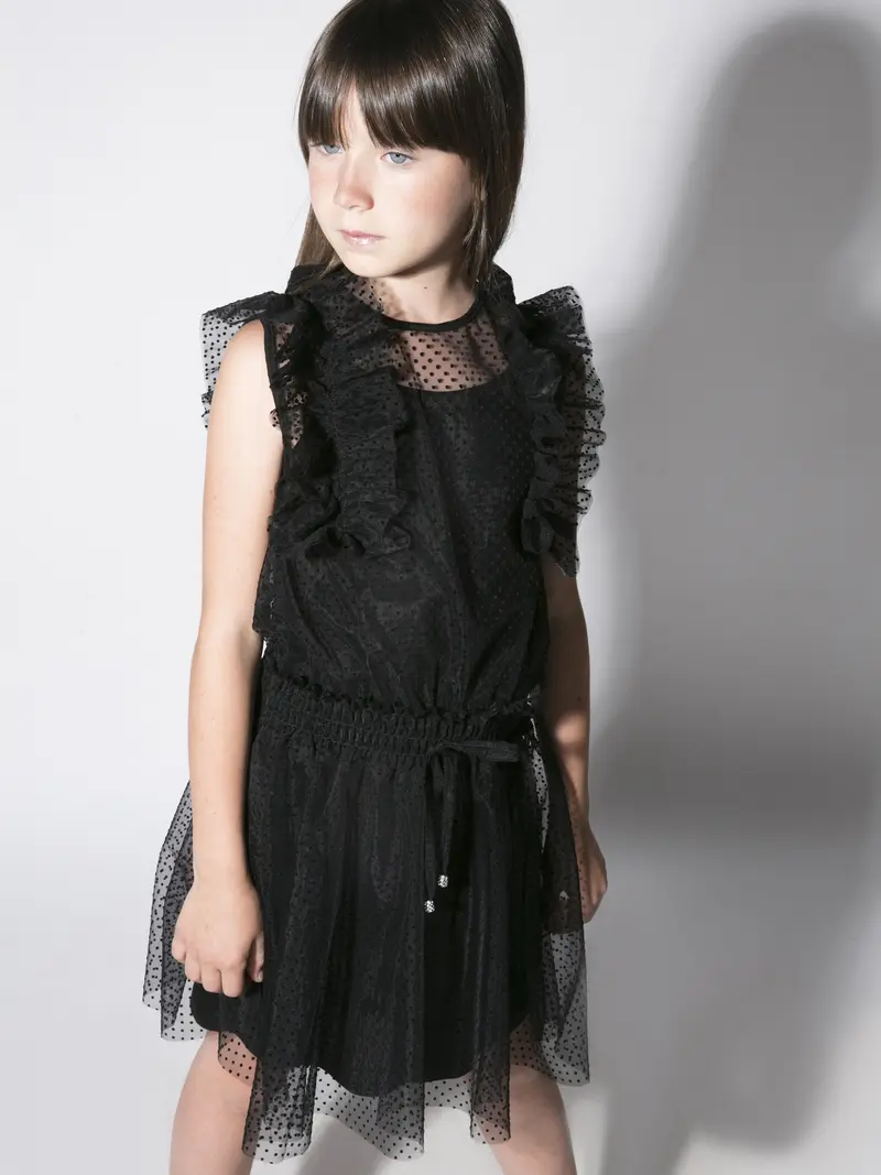 Vestito bambina in tulle a pois