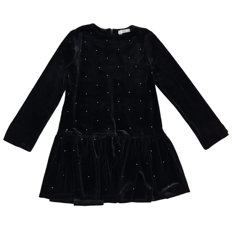 Vestito bambina in velluto con strass applicati