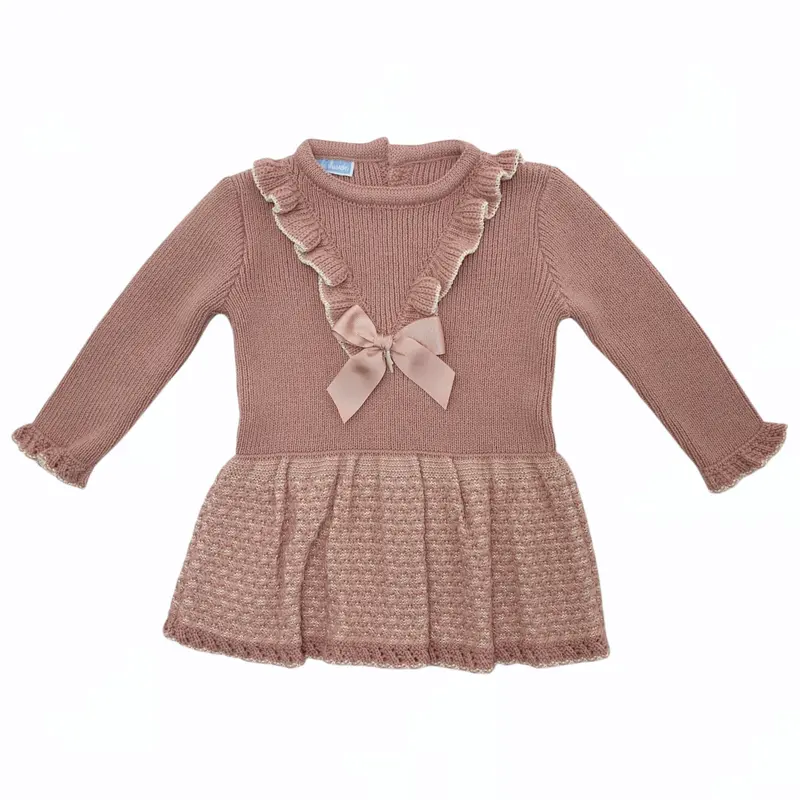 Vestito bambina misto lana con rouge sul davanti