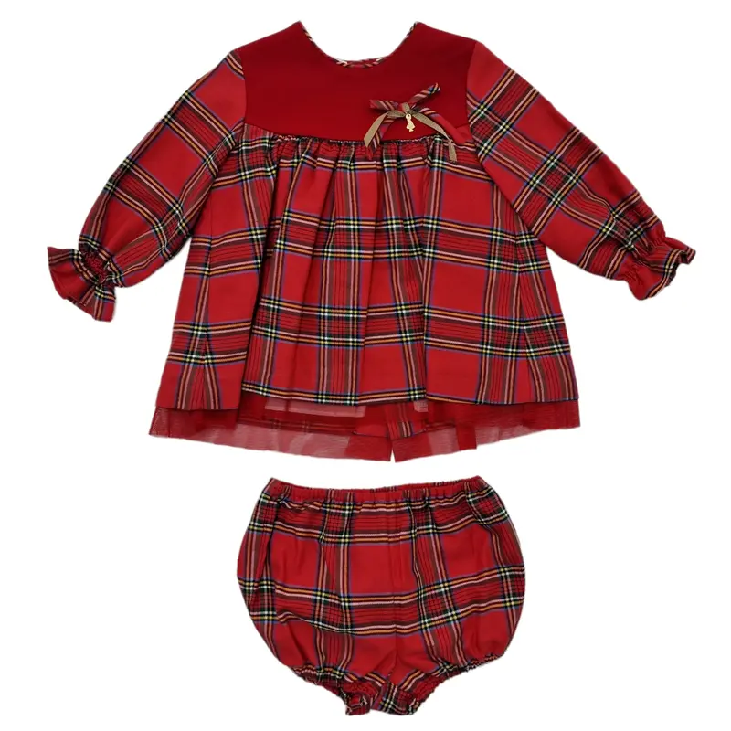 Vestito bambina natalizio con mutandina coordinata