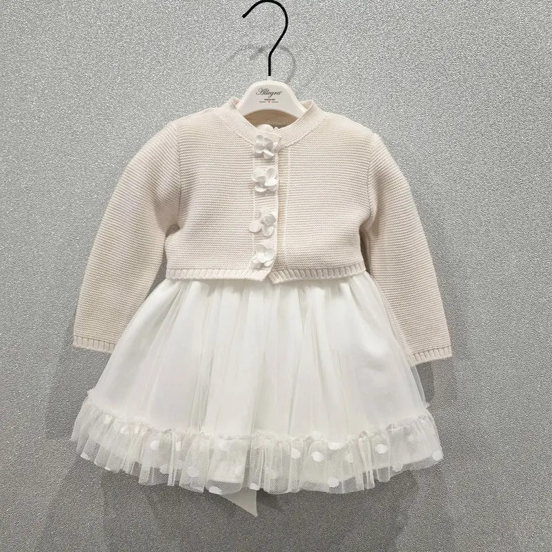 Vestito bambina pois tulle con coprispalle e scarpe coordinate