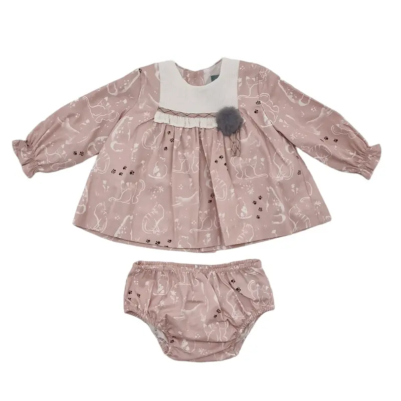 Vestito bambina rosa fantasia gattini