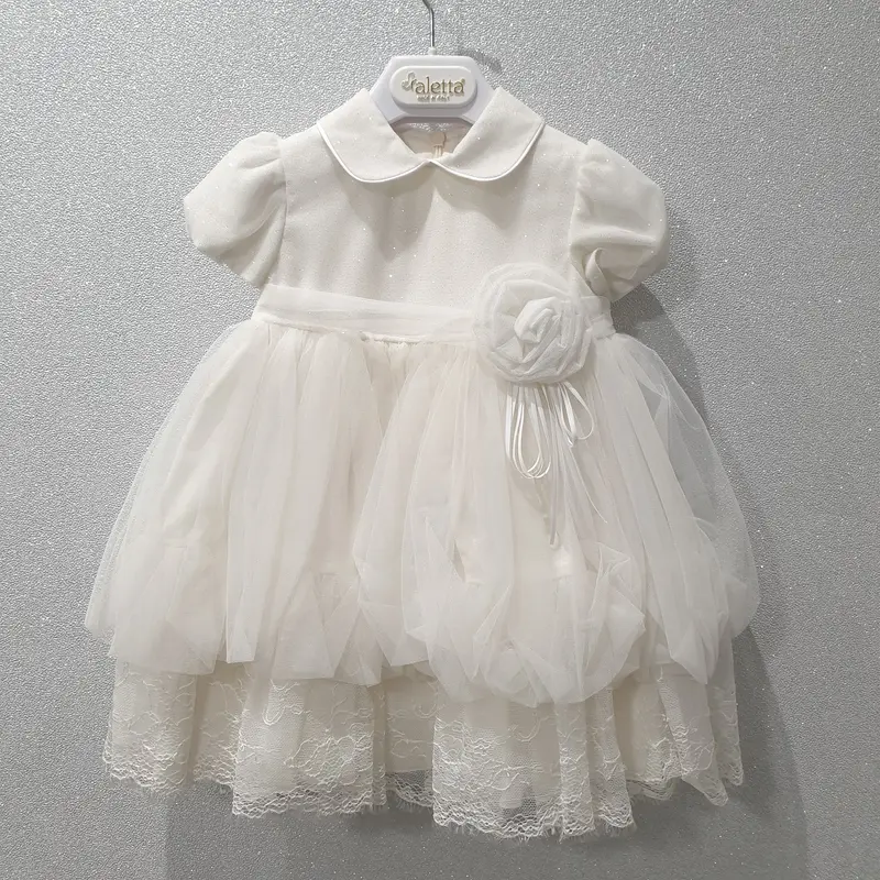 Vestito battesimo bambina con fantasia glitterata