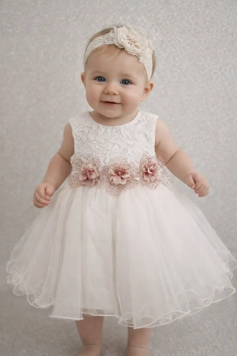 Vestito battesimo Bambina pizzo e tulle