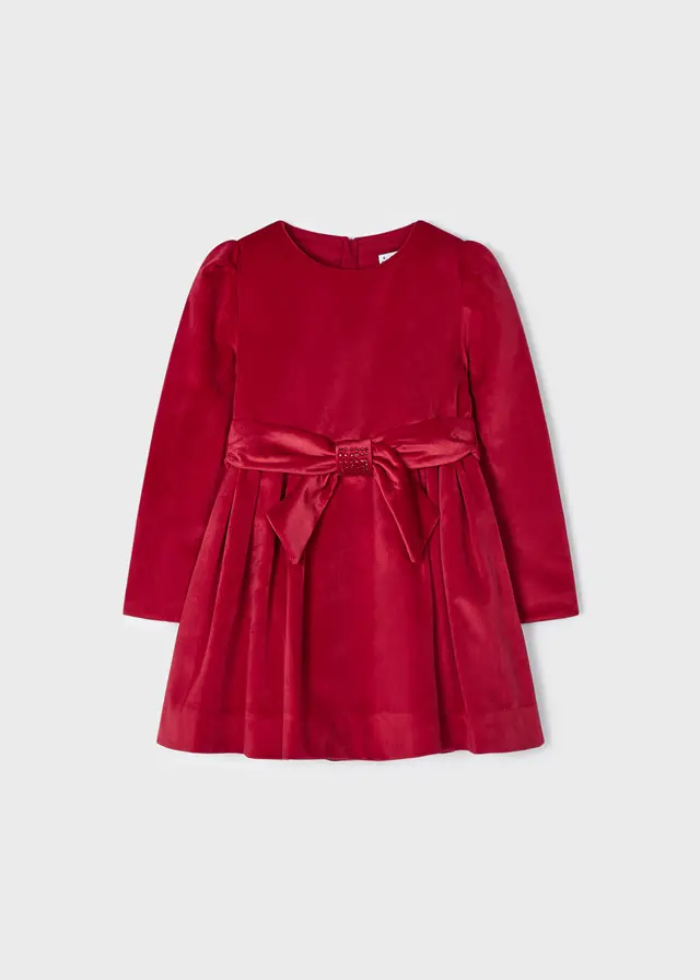 Vestito elegante in velluto con cintura e payettes