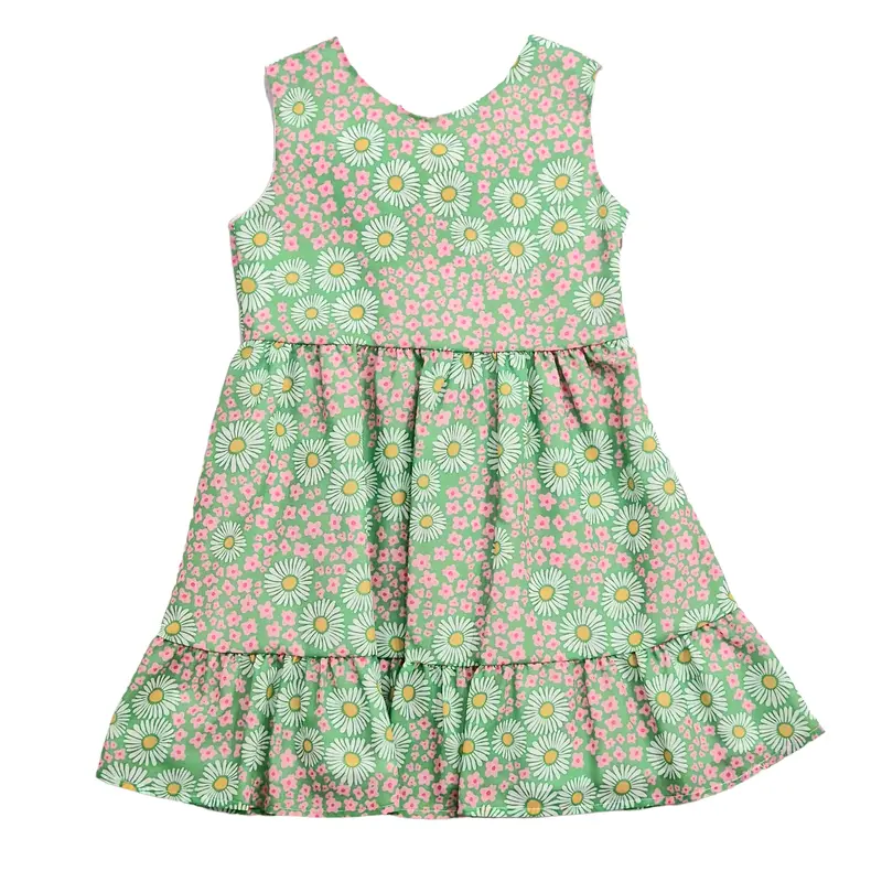 Vestito floreale verde con stampa margherite